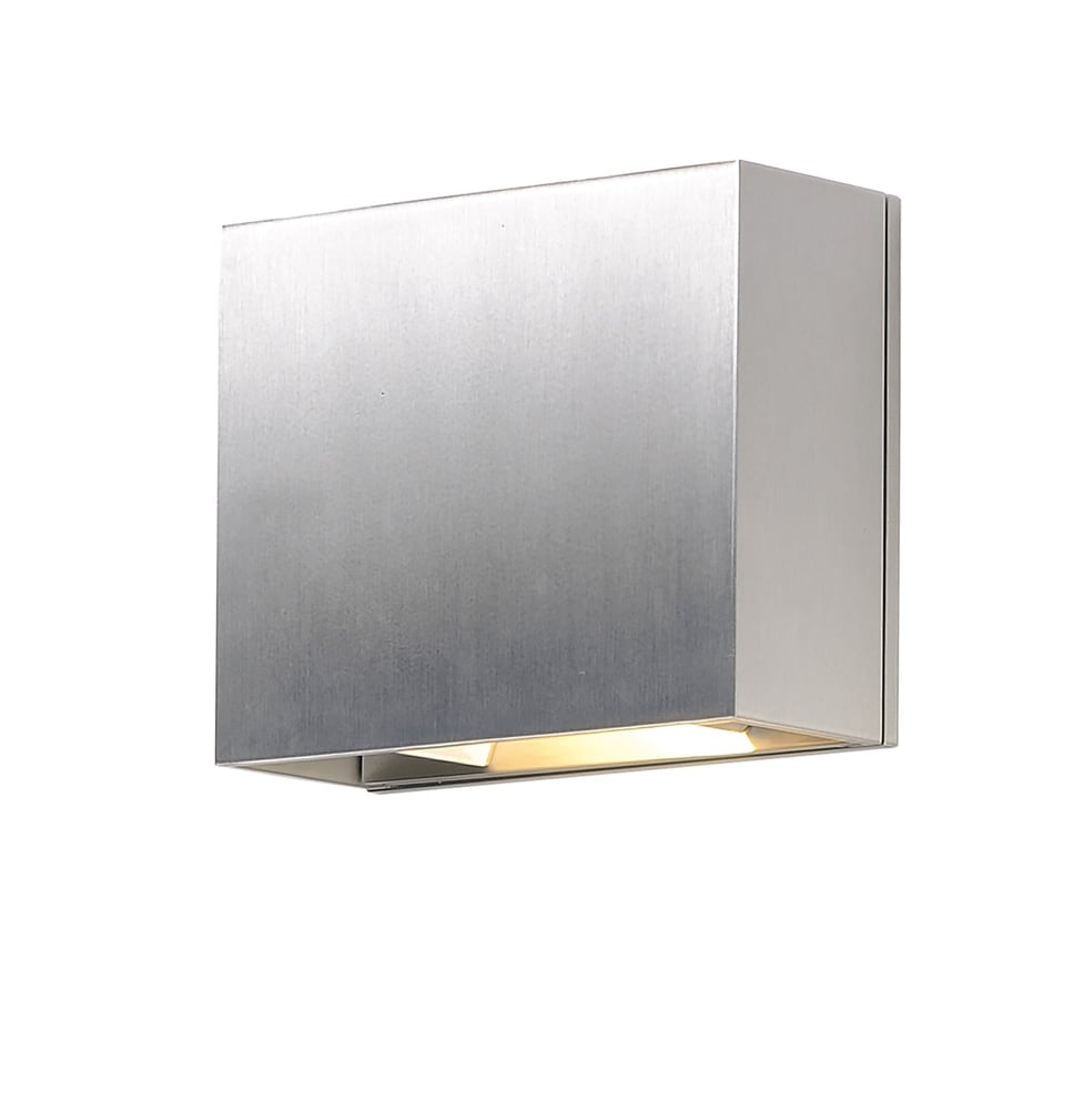 ET2 Alumilux Cube Outdoor Wall Sconce in Satin Aluminum, modern aluminum lighting fixture for outdoor spaces.