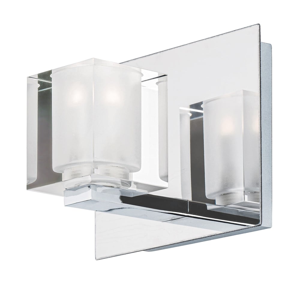 ET2 Blocs Bathroom LED Vanity Light in Polished Chrome, sleek steel design enhancing modern bathroom decor.