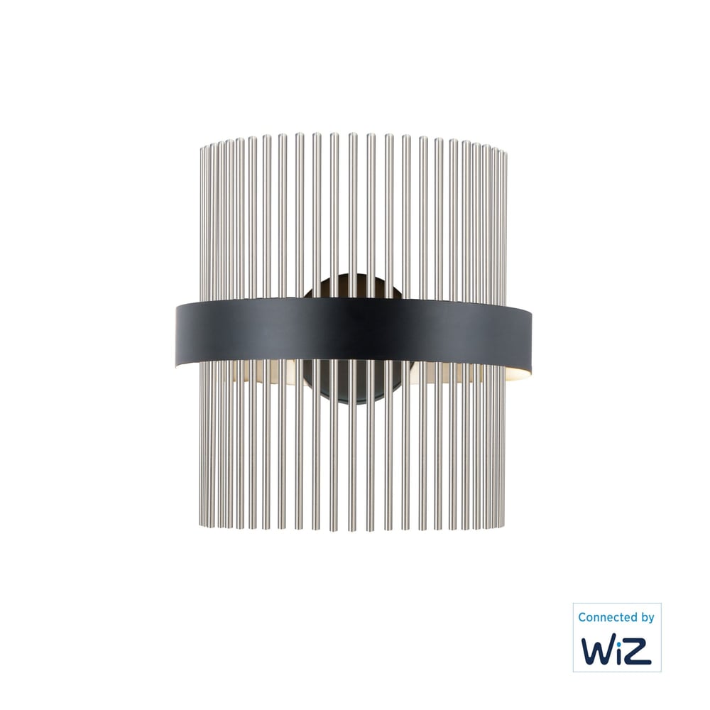 ET2 Chimes Wall Sconce in Satin Nickel, stylish steel lighting fixture for modern interiors.