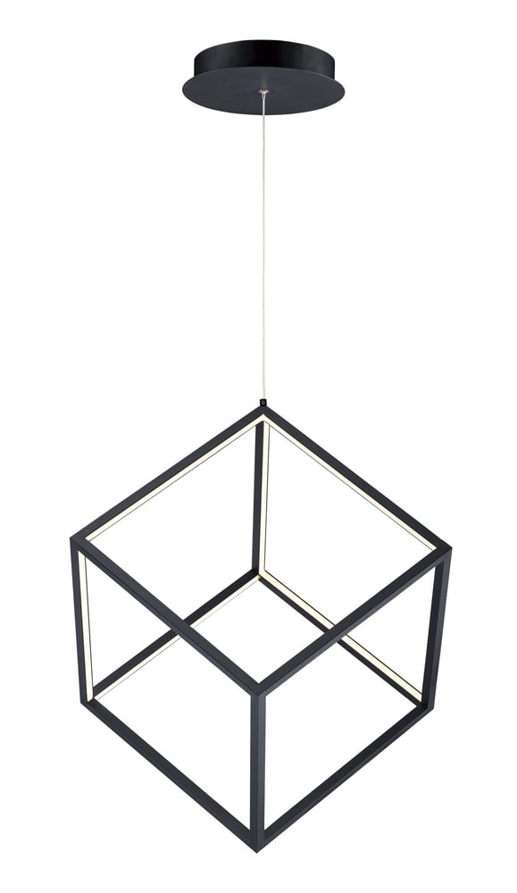 ET2 4 Square Pendant in Black Aluminum, modern lighting fixture for stylish home decor and elegant ambiance.