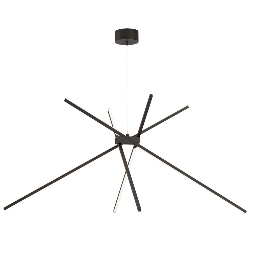 ET2 Alumilux Aster Chandelier in Black Aluminum, modern lighting fixture for stylish home decor.