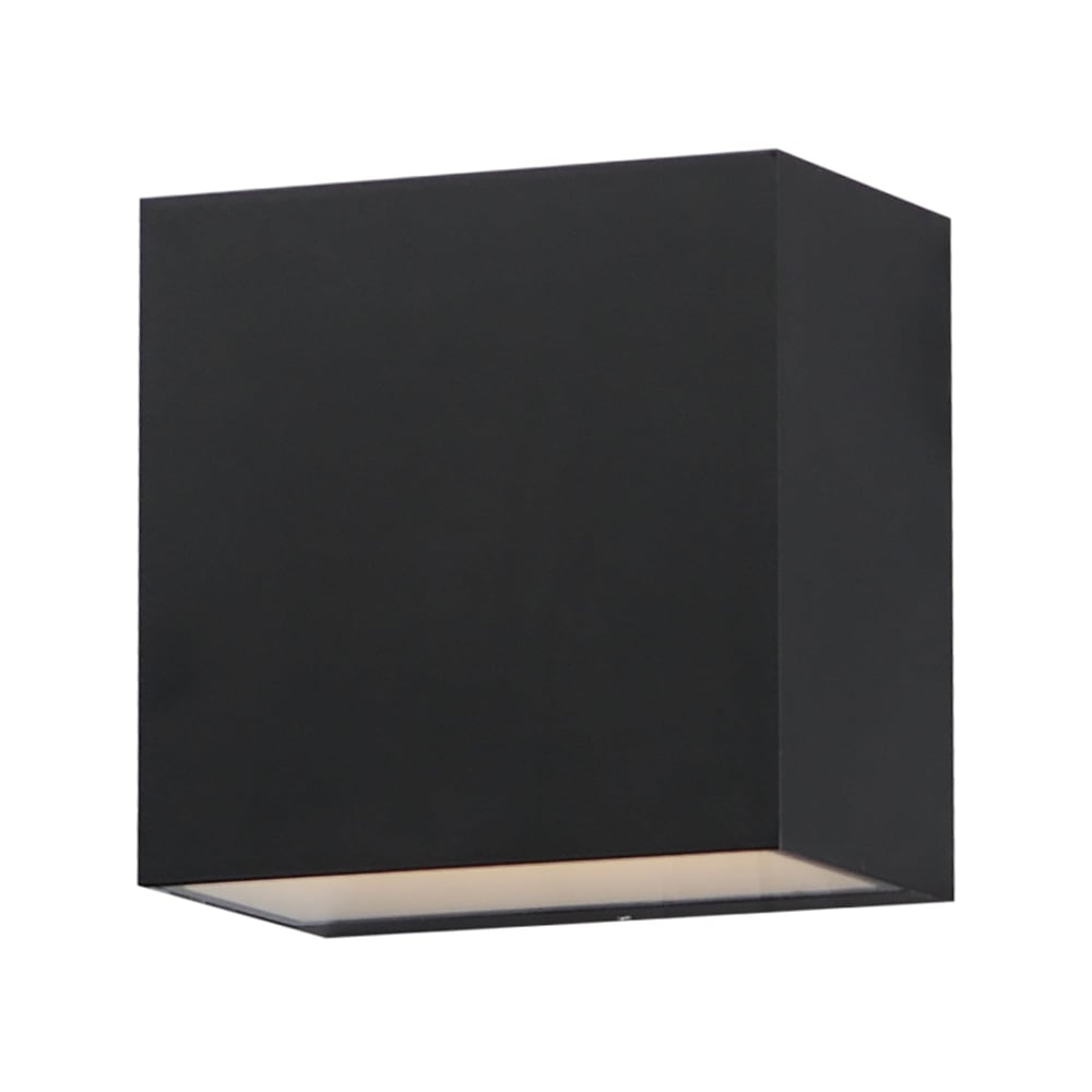 ET2 Blok Outdoor Wall Sconce in Black, durable aluminum design for stylish outdoor lighting.