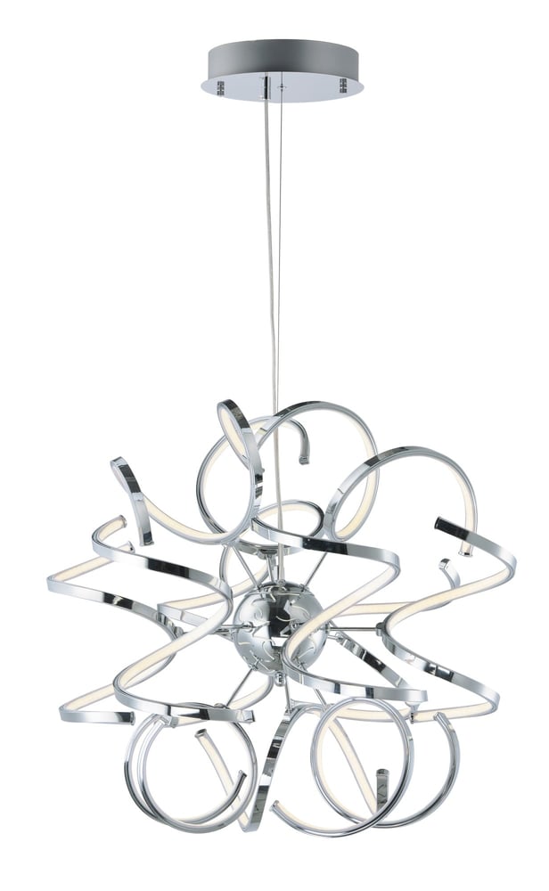 ET2 Chaos Chandelier in Polished Chrome, featuring a sleek aluminum design for modern lighting elegance.