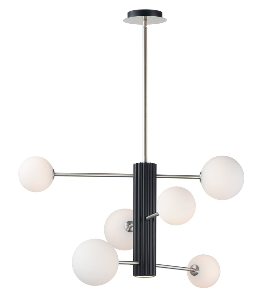 ET2 Cog Multi-Light Pendant in Black with Satin Nickel finish, featuring sleek aluminum design for modern lighting elegance.