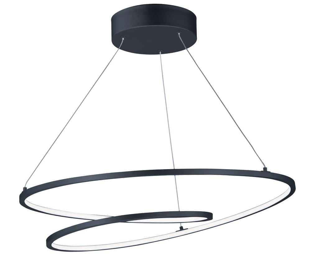 ET2 Cycle Pendant in Black Aluminum, modern lighting fixture showcasing sleek design and contemporary style.