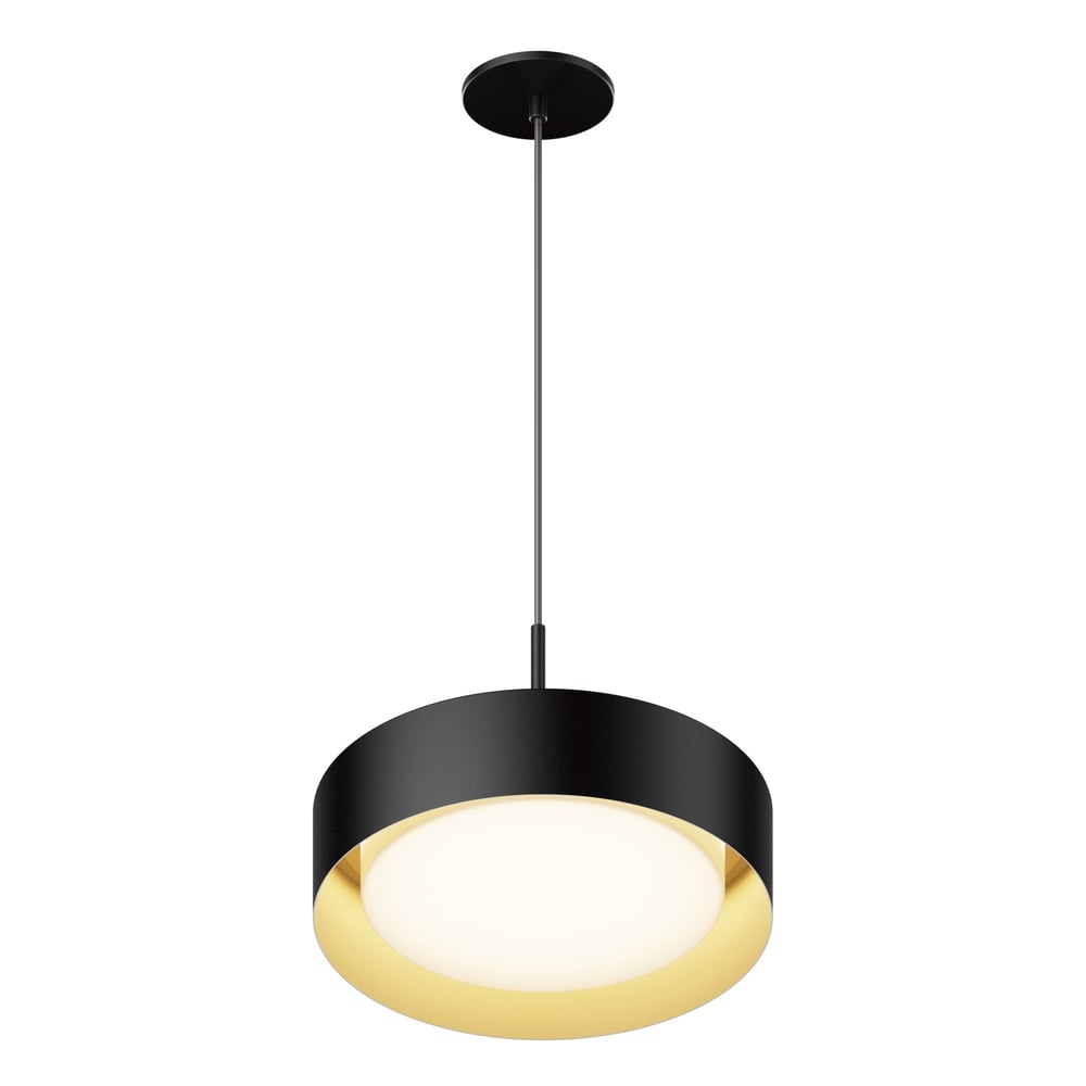 ET2 Echo Pendant Light in Aluminum finish, featuring a sleek Black with Gold design, elegantly hanging to illuminate the space with modern style.