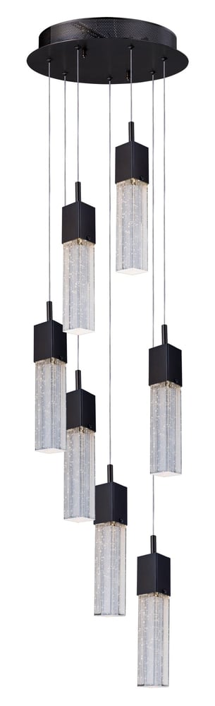 ET2 Fizz III Pendant Light with a sleek bronze finish and steel construction, featuring a modern design with a textured glass shade.