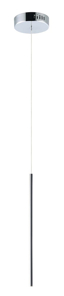 ET2 Flute Mini Pendant light with a sleek design in polished chrome finish, crafted from steel, hanging elegantly from the ceiling.