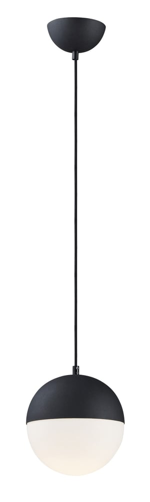 ET2 Half Moon Pendant in Black Steel finish, featuring a sleek, modern design with a curved half-moon shape, suspended elegantly from the ceiling.