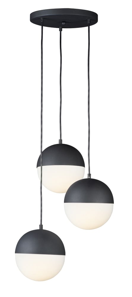 ET2 Half Moon Round Multi-Light Pendant in Black Steel finish, featuring multiple hanging lights with half-moon shaped shades.