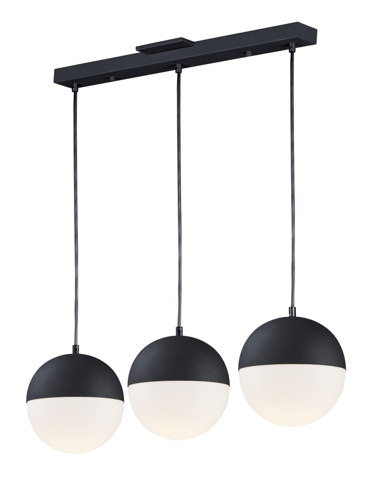ET2 Half Moon Linear Multi-Light Pendant in Black Steel finish, featuring a sleek, modern design with multiple hanging lights in a linear arrangement.