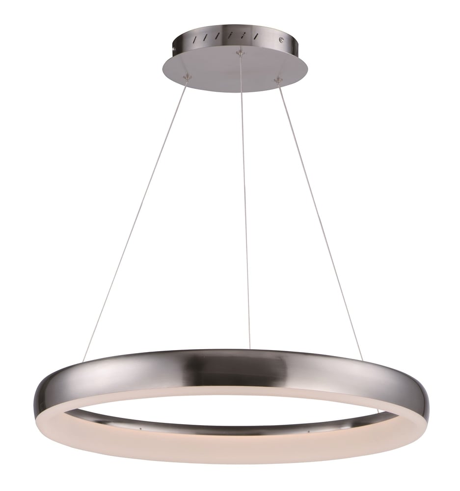 ET2 Innertube Pendant in a sleek Satin Nickel finish, featuring a modern circular design with a steel frame, elegantly suspended for contemporary lighting.