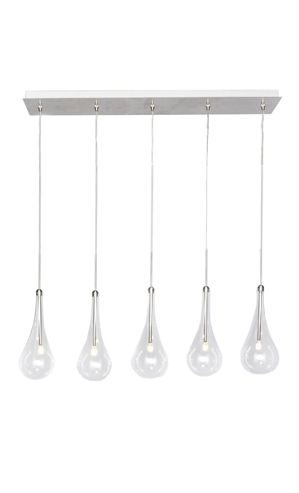 ET2 Larmes LED Linear Suspension in Polished Chrome finish, featuring sleek Steel construction with multiple hanging LED bulbs for modern lighting.