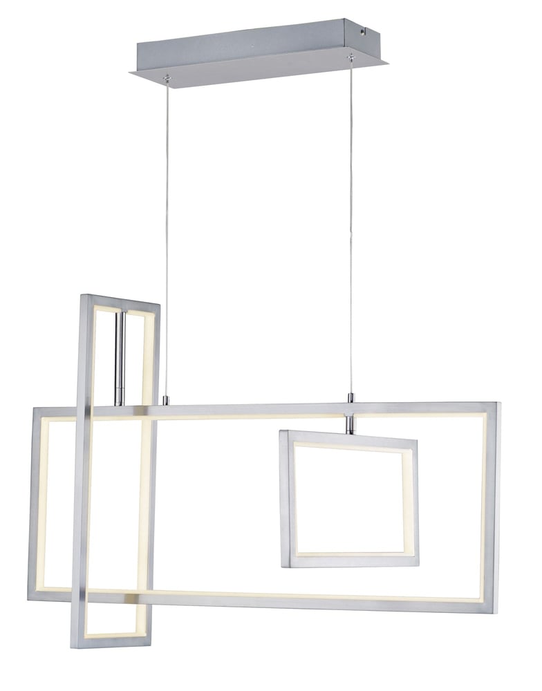 ET2 Link Linear Suspension, featuring a sleek Satin Nickel finish and crafted from Aluminum, elegantly hanging in a modern interior.
