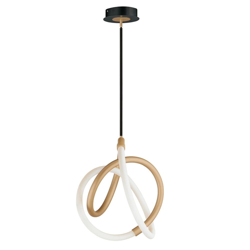 ET2 Mobius Pendant in Black with Gold finish, featuring a sleek, modern design crafted from Steel, elegantly suspended from the ceiling.