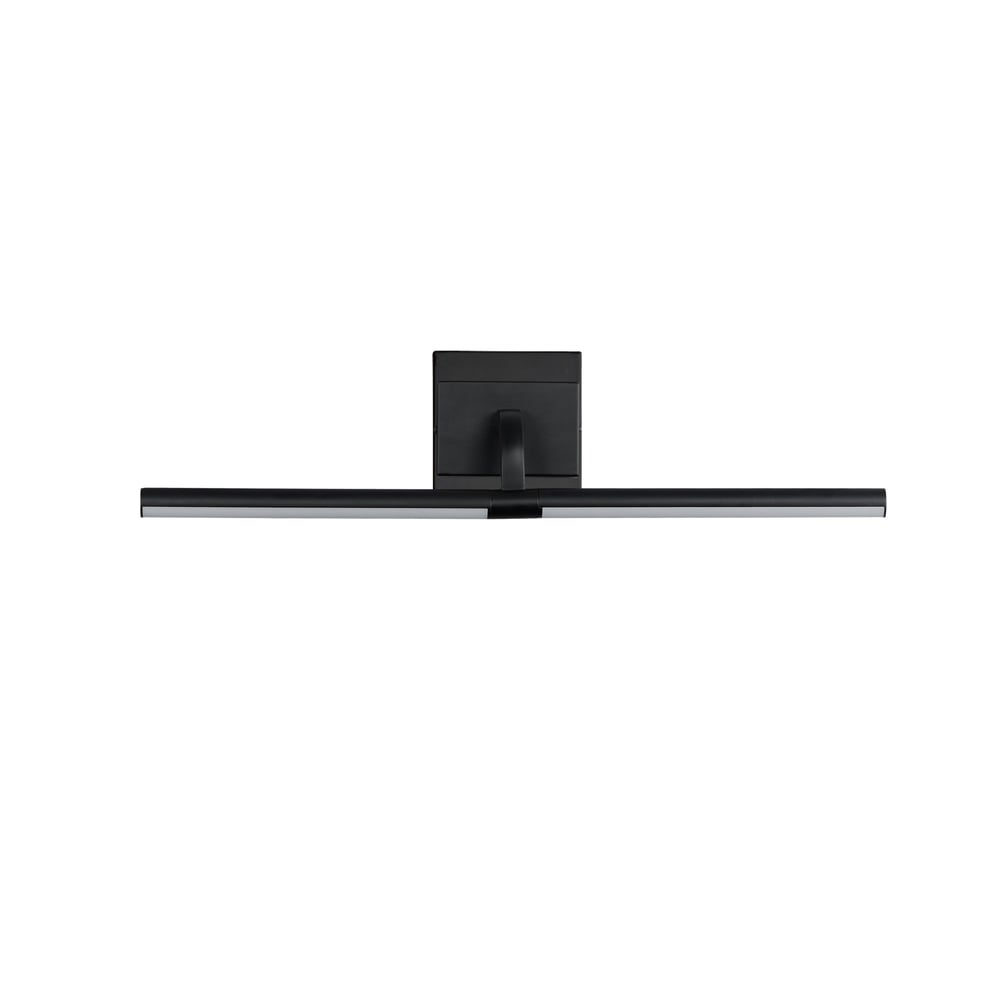 ET2 Mona Picture Light in Black Aluminum finish, elegantly illuminating artwork on the wall with adjustable arm and sleek modern design.