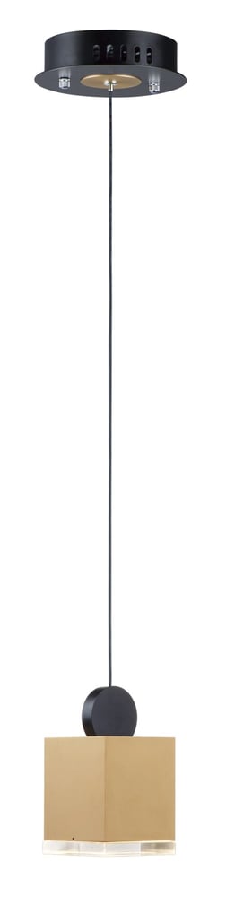 ET2 Nob Mini Pendant in Black with Gold finish, made of Aluminum, elegantly hanging from the ceiling, illuminating the space with a warm glow.