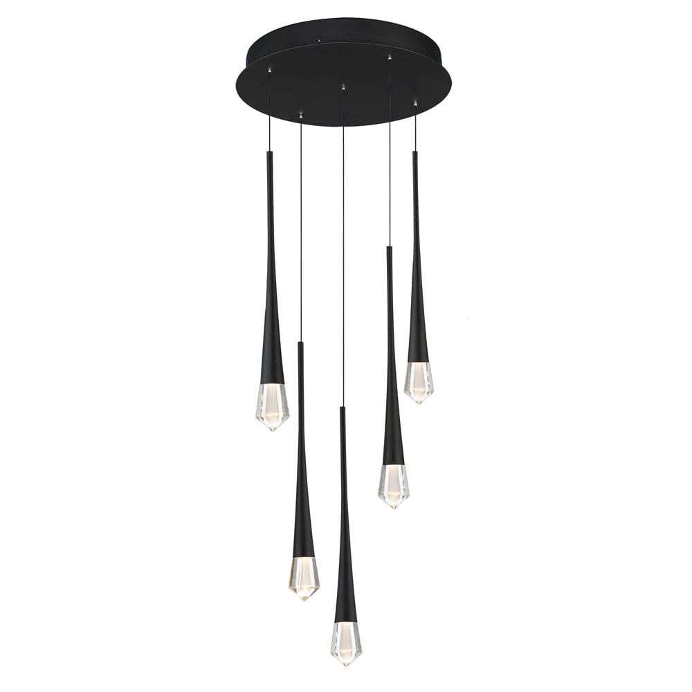 ET2 Pierce Multi Pendant in Black Aluminum finish, featuring a modern design with multiple hanging lights, perfect for contemporary interiors.