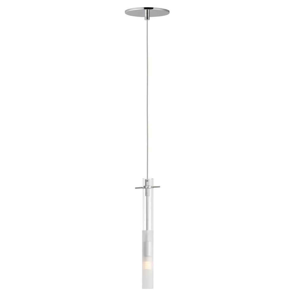 ET2 Pipette Pendant in Polished Chrome finish, featuring a sleek, elongated design with a Steel body, hanging elegantly from the ceiling.