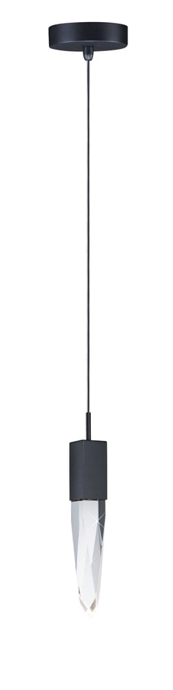 ET2 Quartz Mini Pendant in black finish, featuring a sleek steel design with a modern, minimalist style hanging from a ceiling.