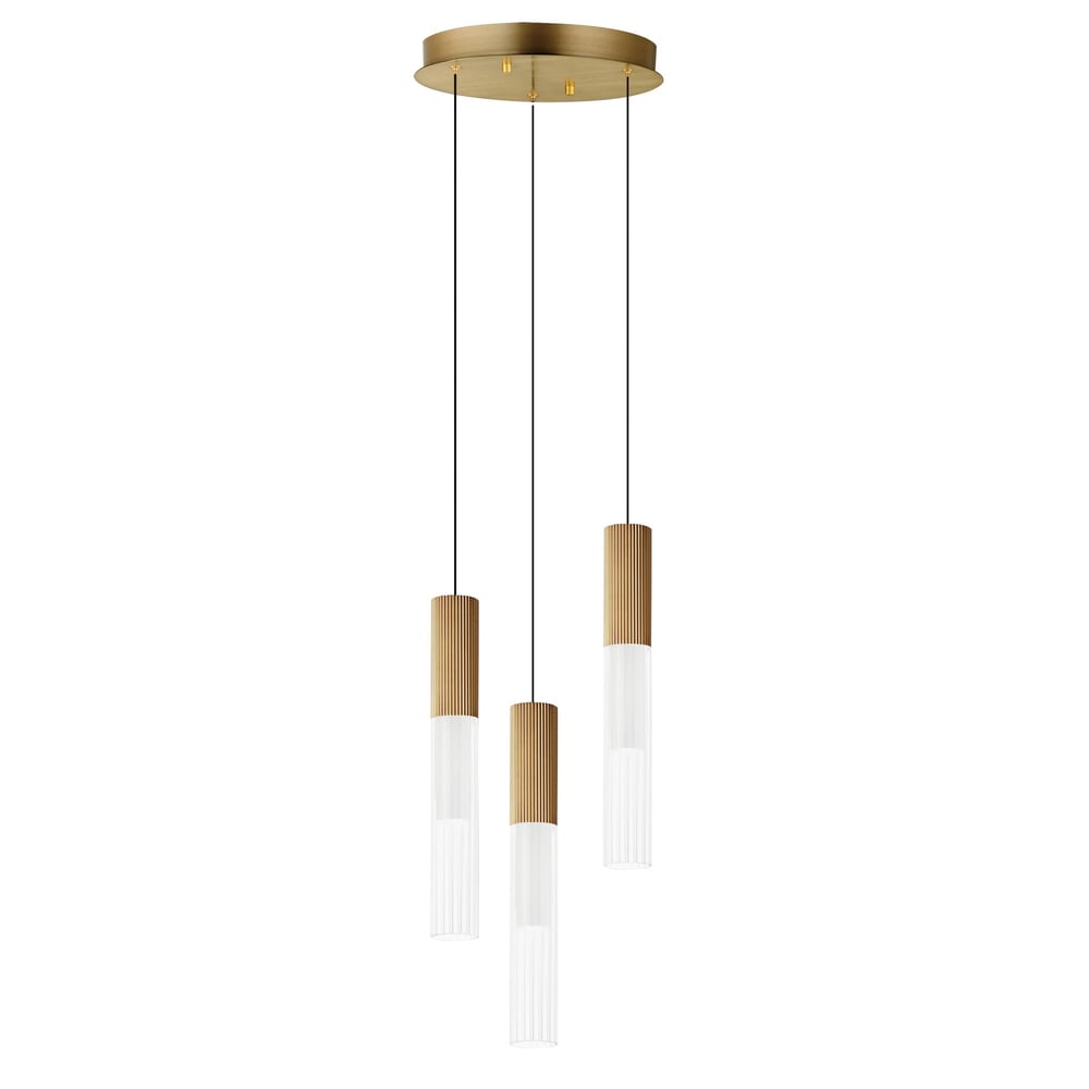 ET2 Reeds Multi-Light Pendant featuring a sleek design with multiple hanging lights in a gold finish, crafted from aluminum.