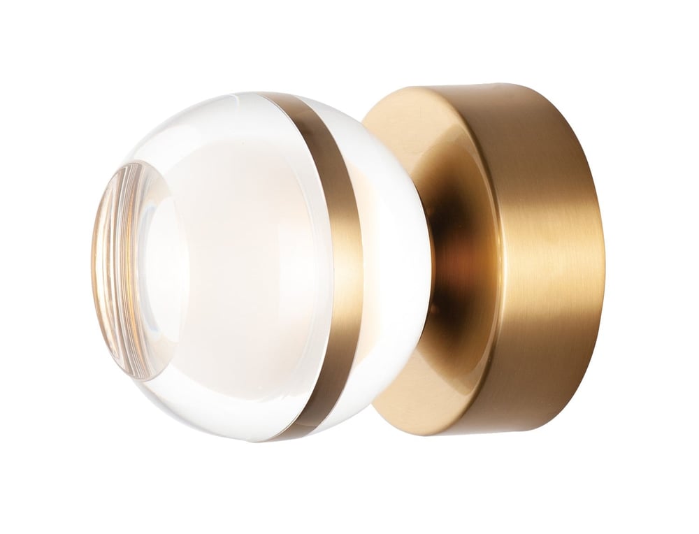 ET2 Swank Wall/Ceiling Light in Natural Aged Brass finish, featuring a sleek, minimalist design with an Aluminum frame, suitable for modern interiors.
