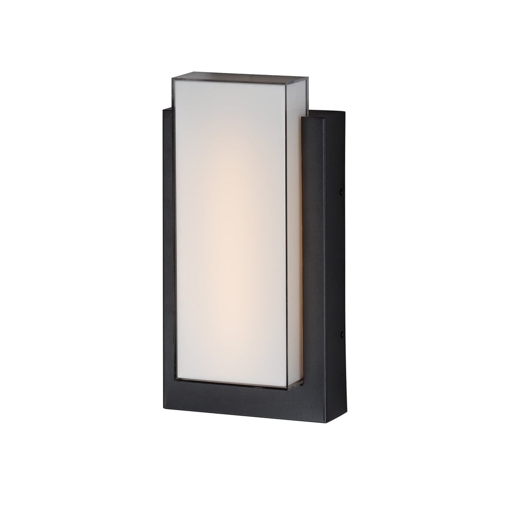 ET2 Tower Outdoor Wall Sconce in Black finish, featuring a sleek, modern design with an Aluminum frame, mounted on an exterior wall.