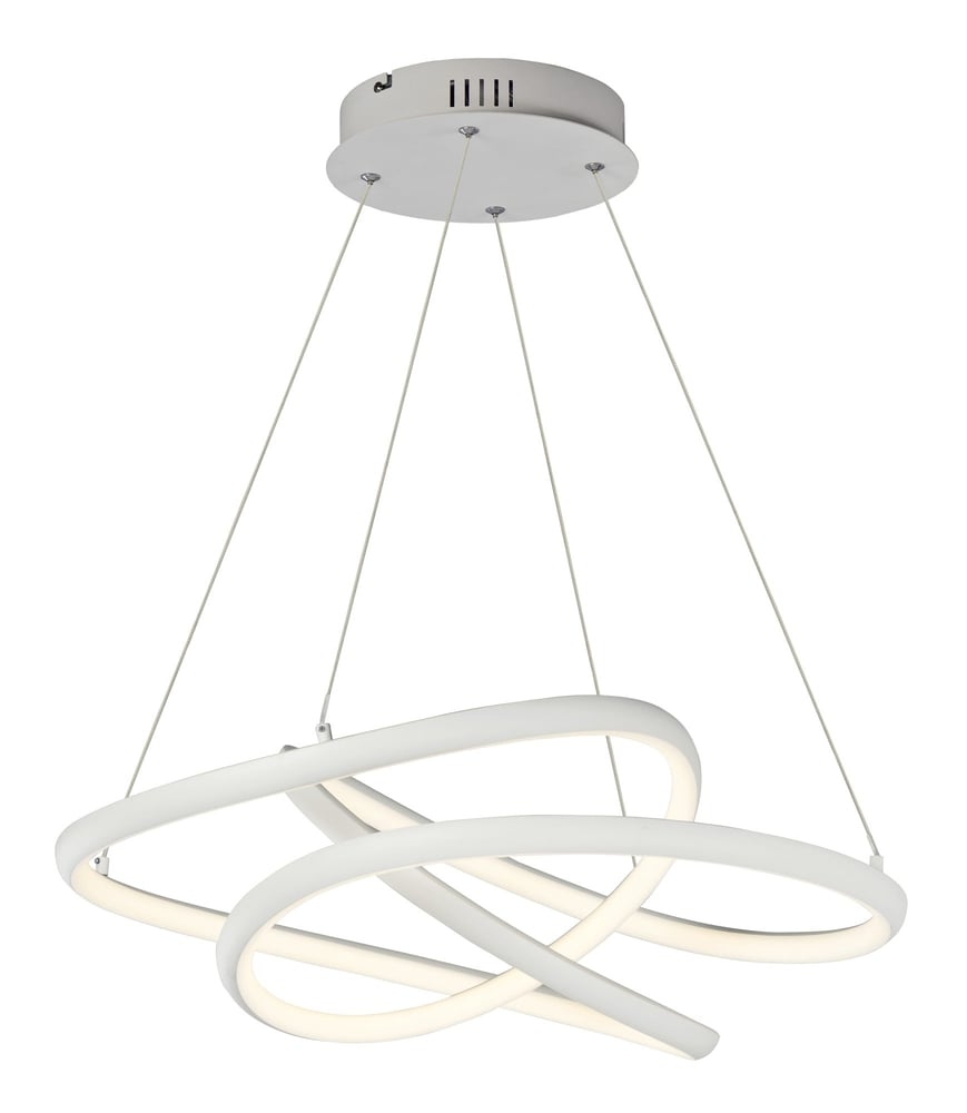 ET2 Twisted Pendant in Aluminum with a Matte White finish, featuring a modern, spiral design suspended elegantly from the ceiling.