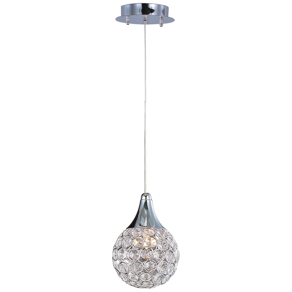 ET2 Brilliant 1-Light Pendant with a sleek chrome finish, featuring a modern, minimalist design and a clear glass shade.