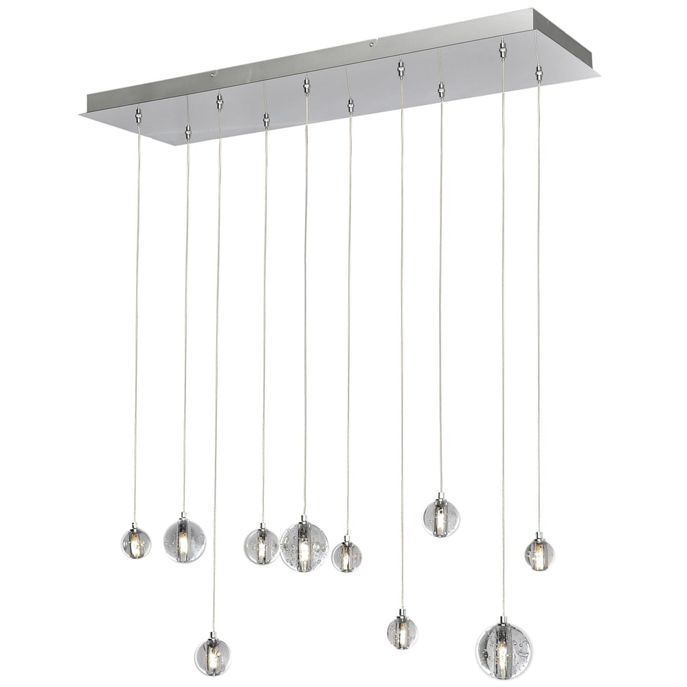 ET2 Harmony Rectangle Multi-Light Pendant with a sleek, modern design featuring multiple hanging lights in a polished chrome finish.