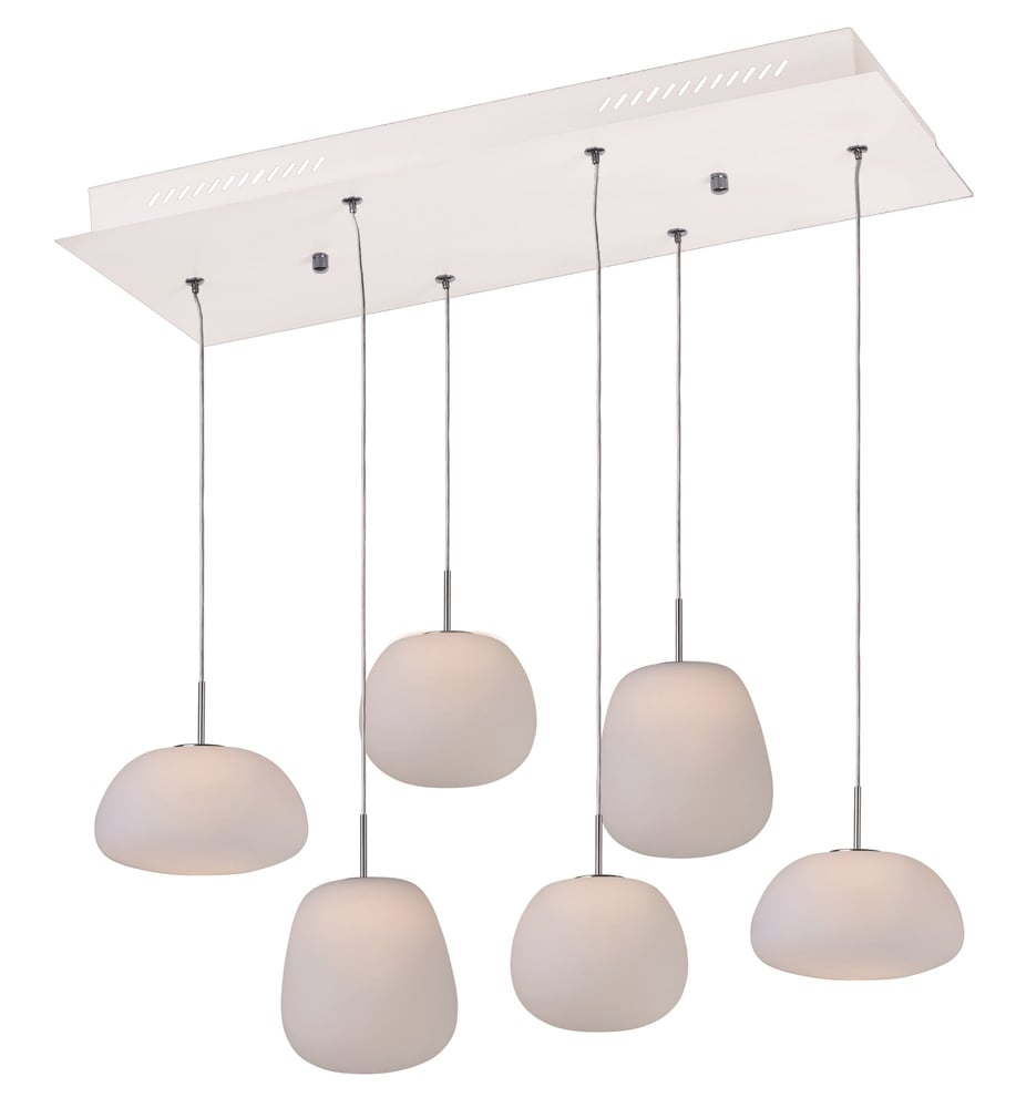 ET2 Puffs Rectangular Pendant with a sleek metallic finish, featuring a modern design with soft, cloud-like shapes suspended in a linear arrangement.