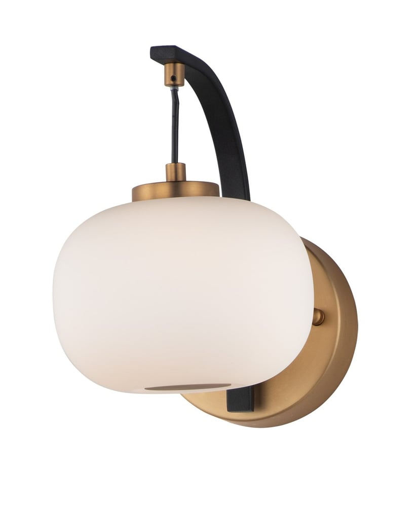 ET2 Soji LED Wall Sconce in a sleek, modern design with a brushed finish, mounted on a wall, providing ambient lighting in a contemporary setting.
