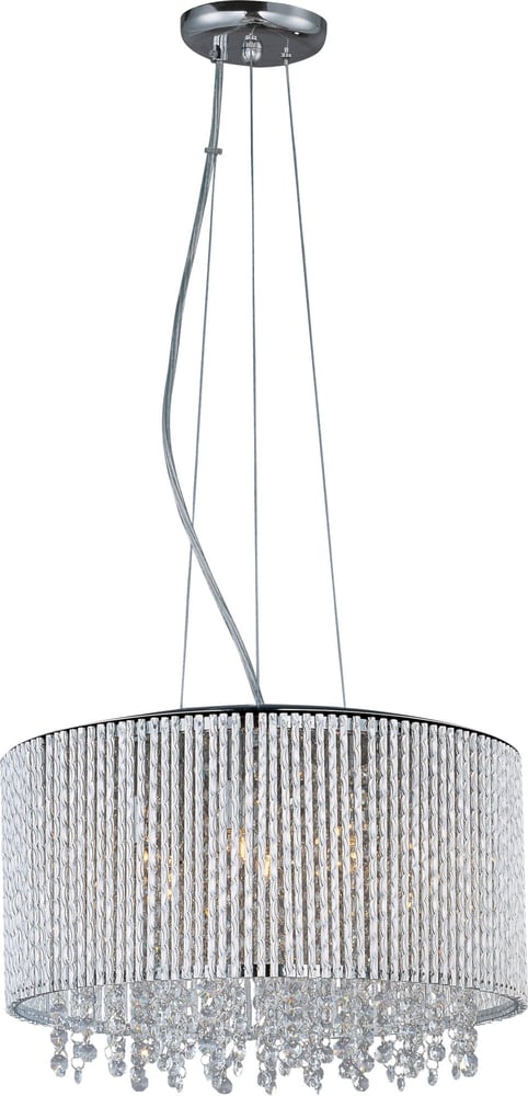 ET2 Spiral 7-Light Pendant with a sleek, modern design featuring spiraling chrome finish tubes and seven suspended lights creating an elegant ambiance.