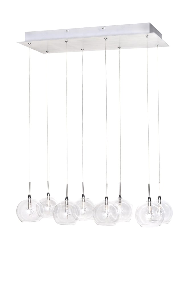 ET2 Starburst 8-Light Pendant in a metallic finish, featuring a modern design with multiple radiating arms and exposed bulbs for a striking visual effect.