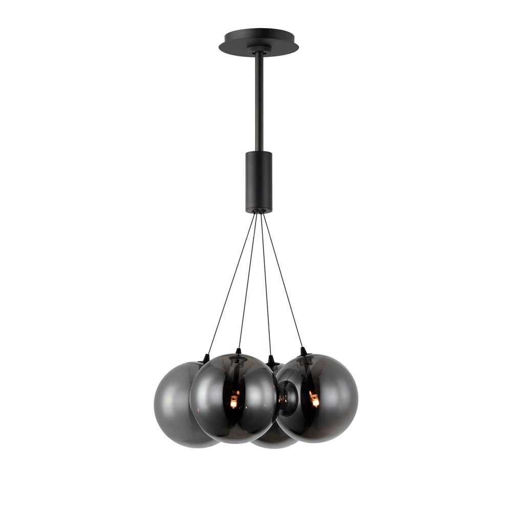 ET2 Burst Multi-Light Pendant in Black finish, featuring steel and glass materials, perfect for modern lighting decor.