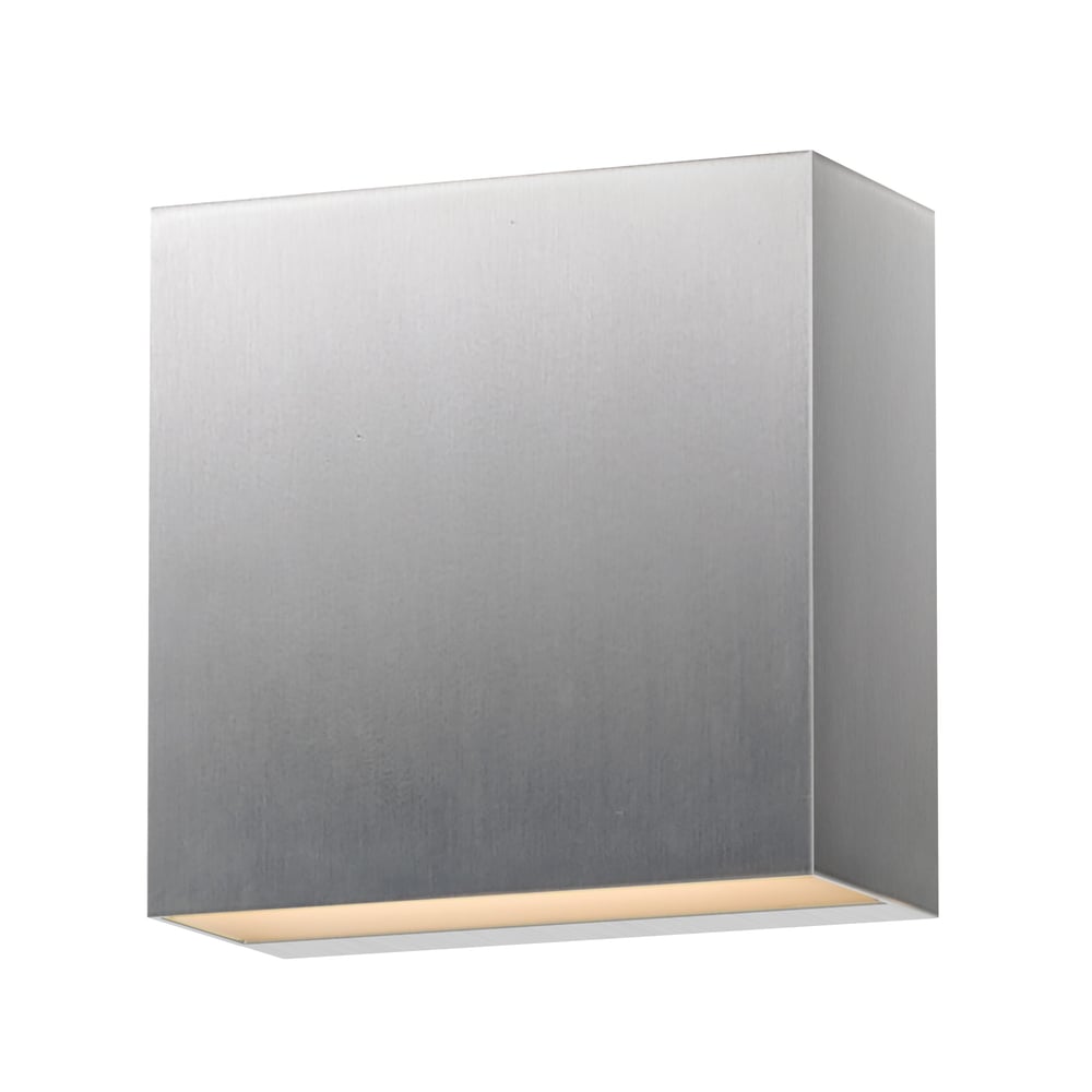 ET2 Cubed Outdoor Wall Sconce in Satin Aluminum, modern design, durable aluminum material, perfect for outdoor lighting.