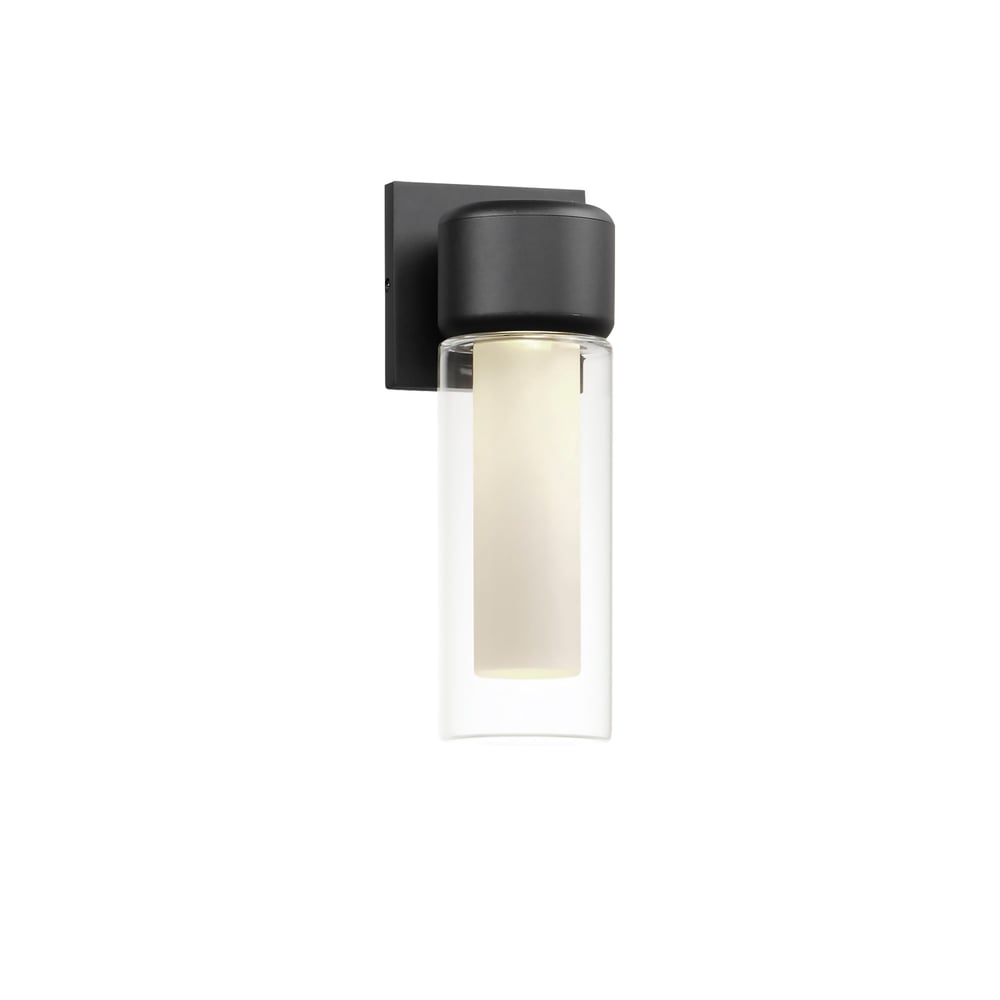 ET2 Dram Outdoor Wall Sconce in Black finish, featuring a sleek Aluminum frame with a Glass diffuser