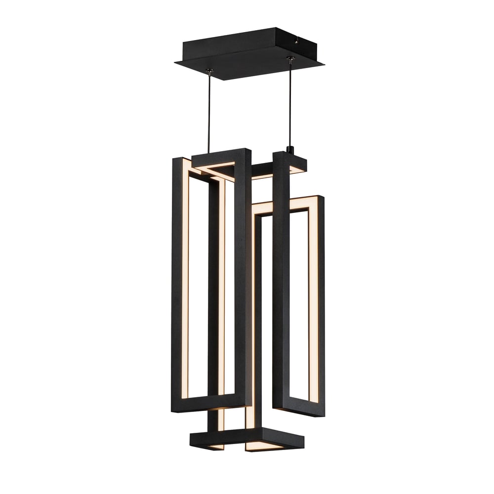 ET2 Penrose Rectangular LED Pendant in Black finish, featuring a sleek aluminum and steel design with energy-efficient LED lighting.