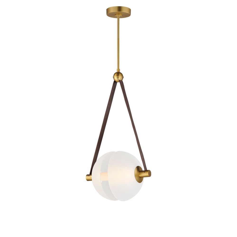 ET2 Dispatch Pendant in Natural Aged Brass finish, crafted from Steel, hanging elegantly with a modern design against a neutral background.