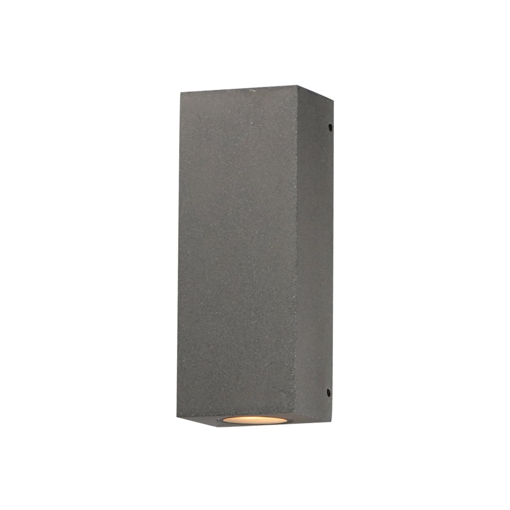 ET2 Pilar Outdoor Wall Sconce with a sleek Greystone finish, featuring a modern design with Concrete, SS, and Glass elements for a stylish exterior lighting solution.