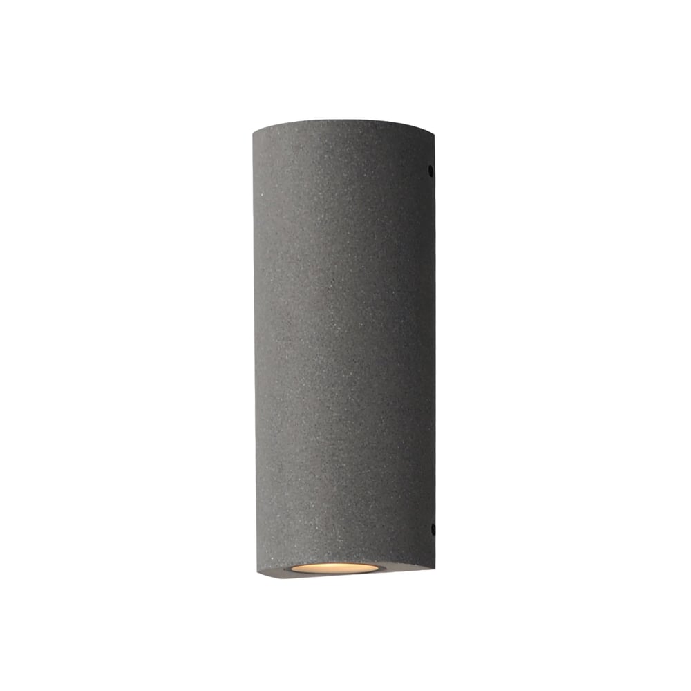 ET2 Pilar Cylinder Outdoor Wall Sconce in Greystone finish, featuring a sleek, modern design with a cylindrical shape made of Concrete, SS, and Glass.
