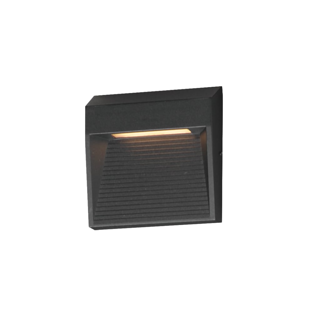 ET2 Steppes Square Outdoor Wall Sconce in Black Aluminum finish, featuring a sleek, modern design with a square shape and soft ambient lighting.