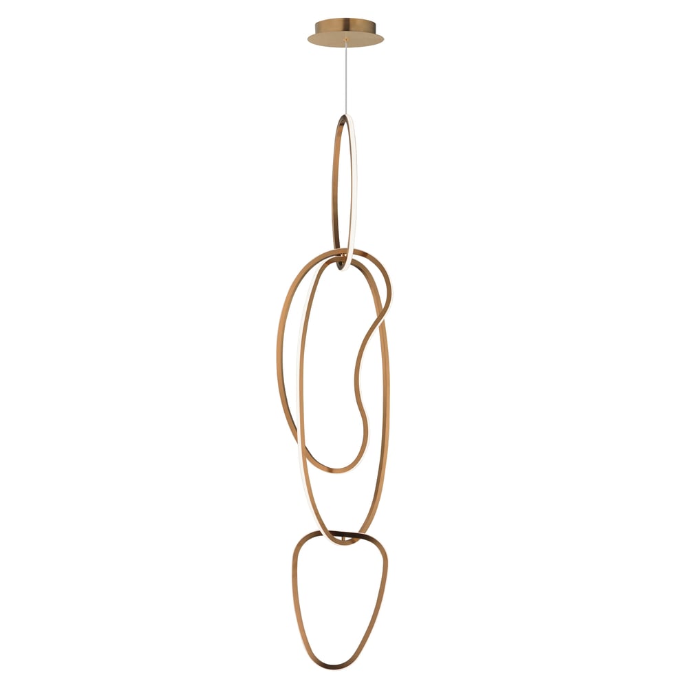 ET2 Unity Vertical LED Pendant in Brushed Champagne finish, featuring a sleek, modern design and crafted from stainless steel and PC materials.