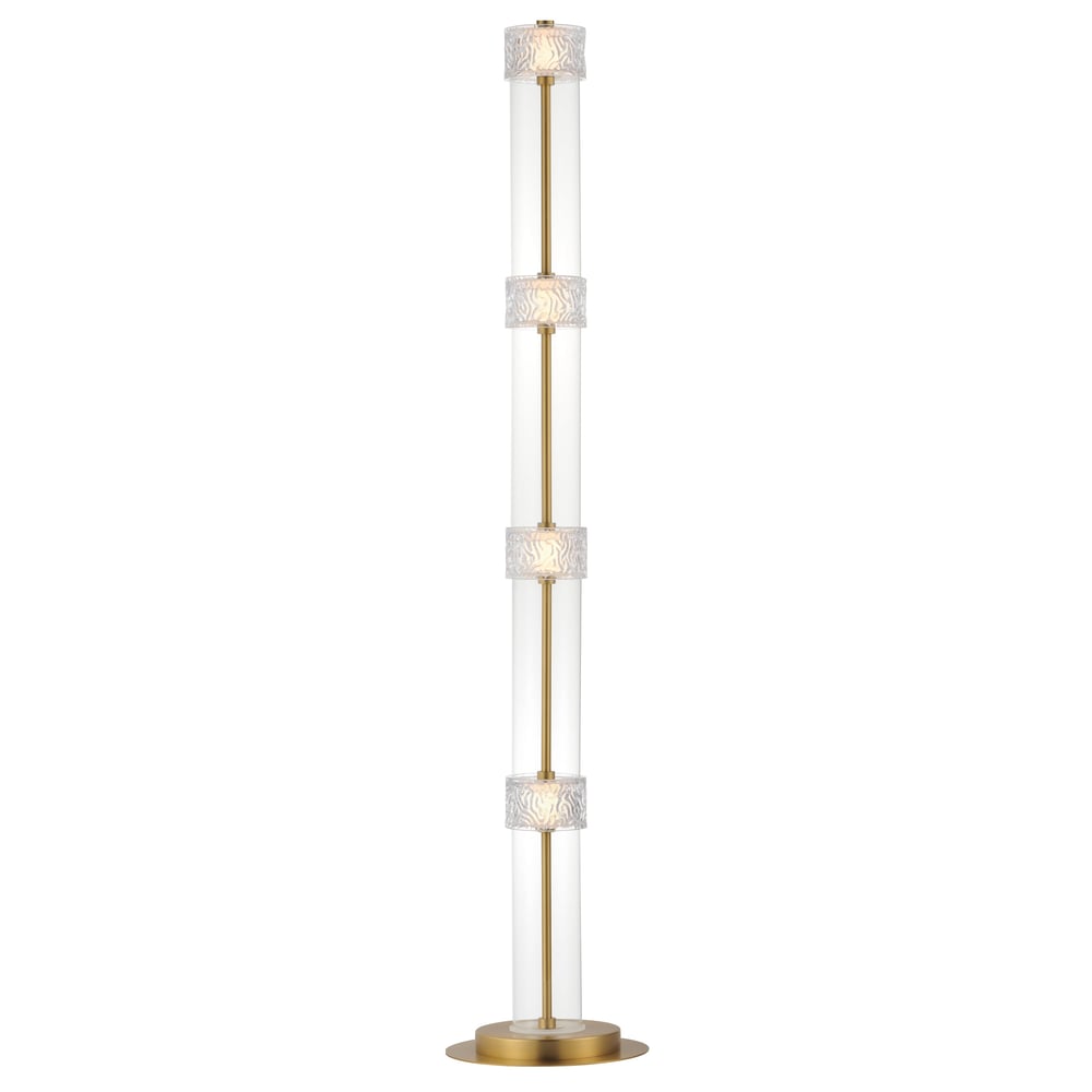 ET2 Elysian Floor Lamp in Natural Aged Brass finish, featuring a sleek Steel frame with a modern design and a Glass shade for soft, ambient lighting.