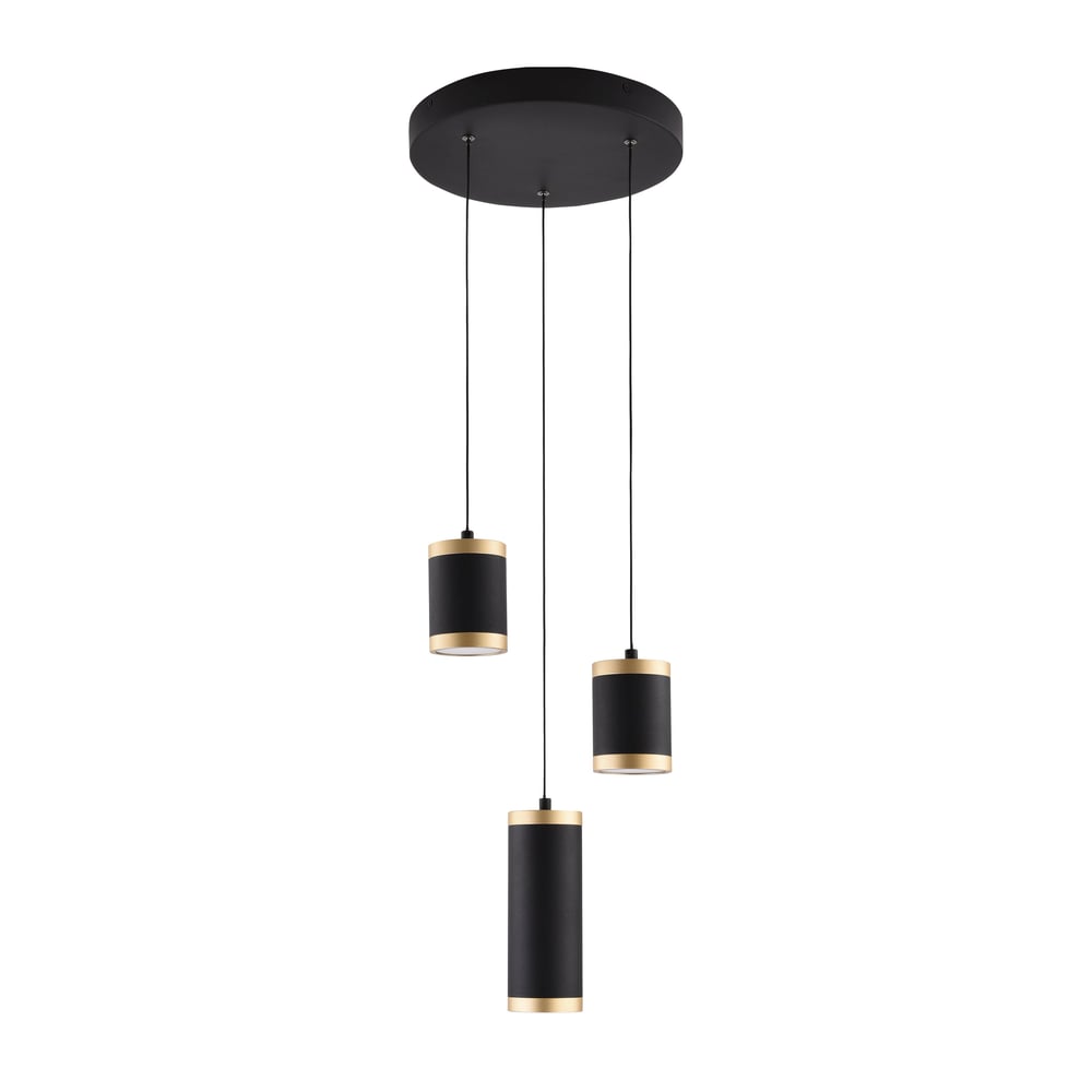 ET2 Cuff Multi Light Pendant in Black with Gold, featuring a modern design crafted from steel and polycarbonate.