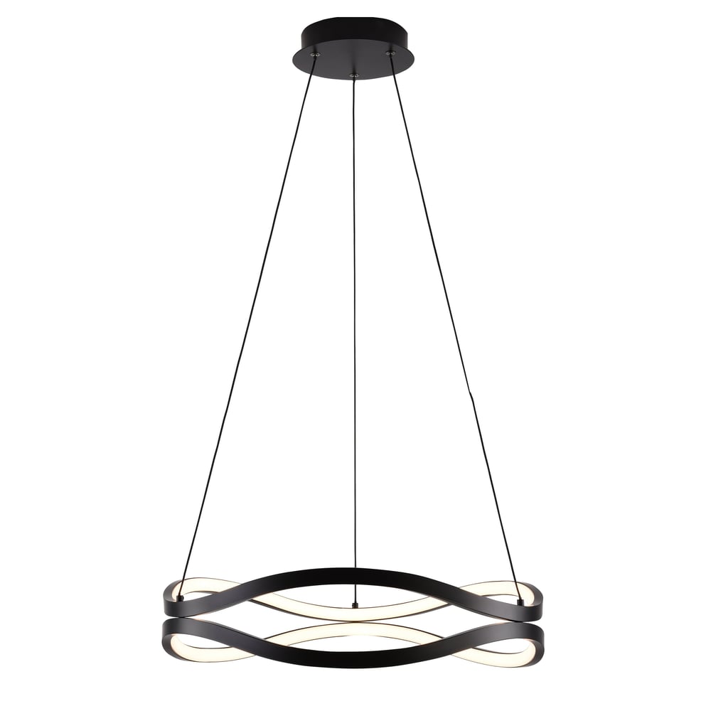 ET2 Curvo Pendant in Black, featuring a modern design with aluminum, steel, and silicone materials for stylish lighting.