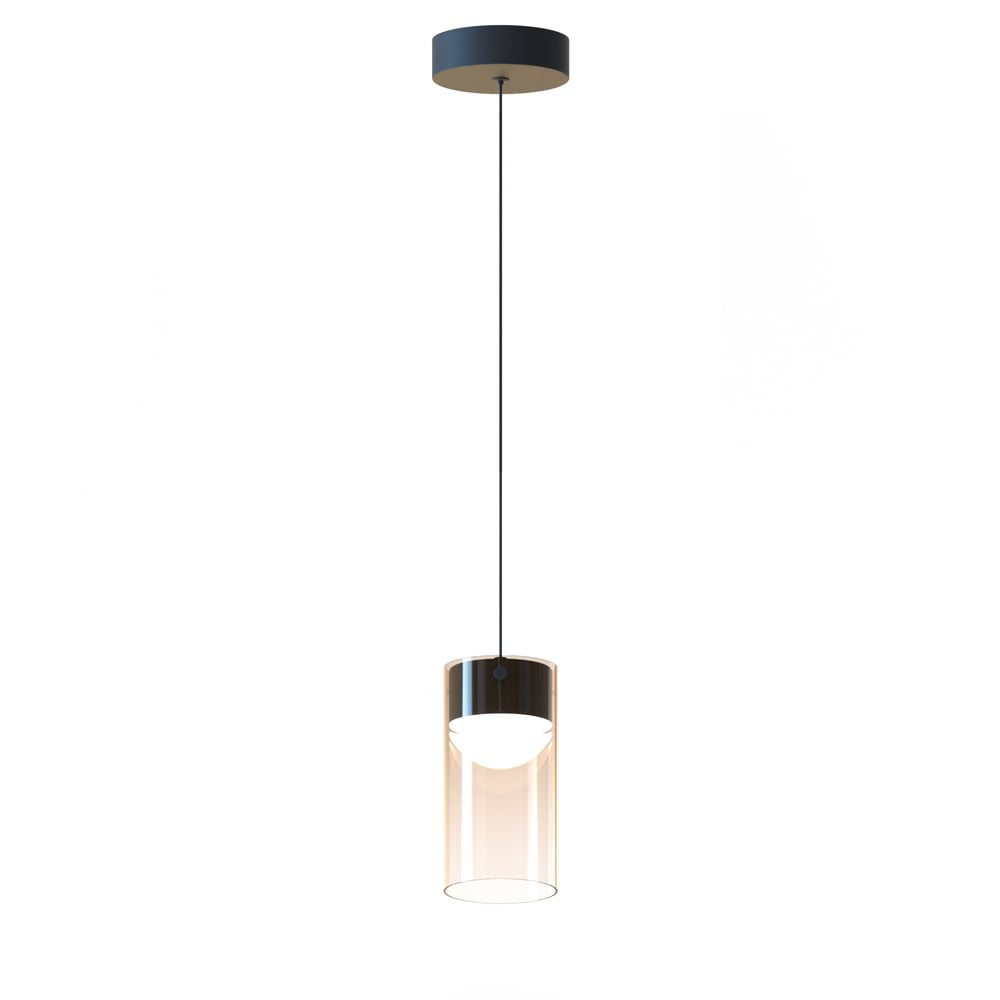 ET2 Highball Pendant light fixture with a sleek Gunmetal finish, featuring a Steel frame and Polycarbonate and Glass components.