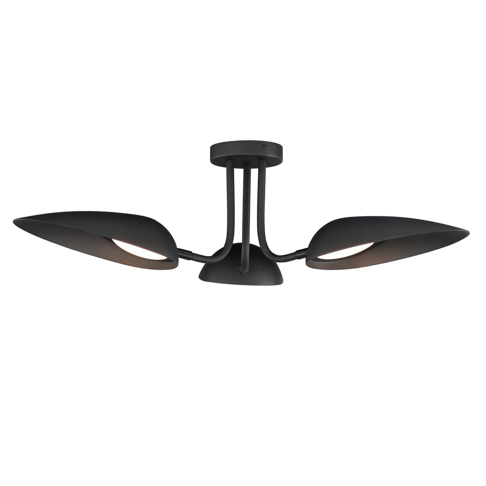 ET2 Marsh Semi Flush Mount light fixture in a sleek black finish, featuring a modern design with a steel frame and elegant, minimalist aesthetic.