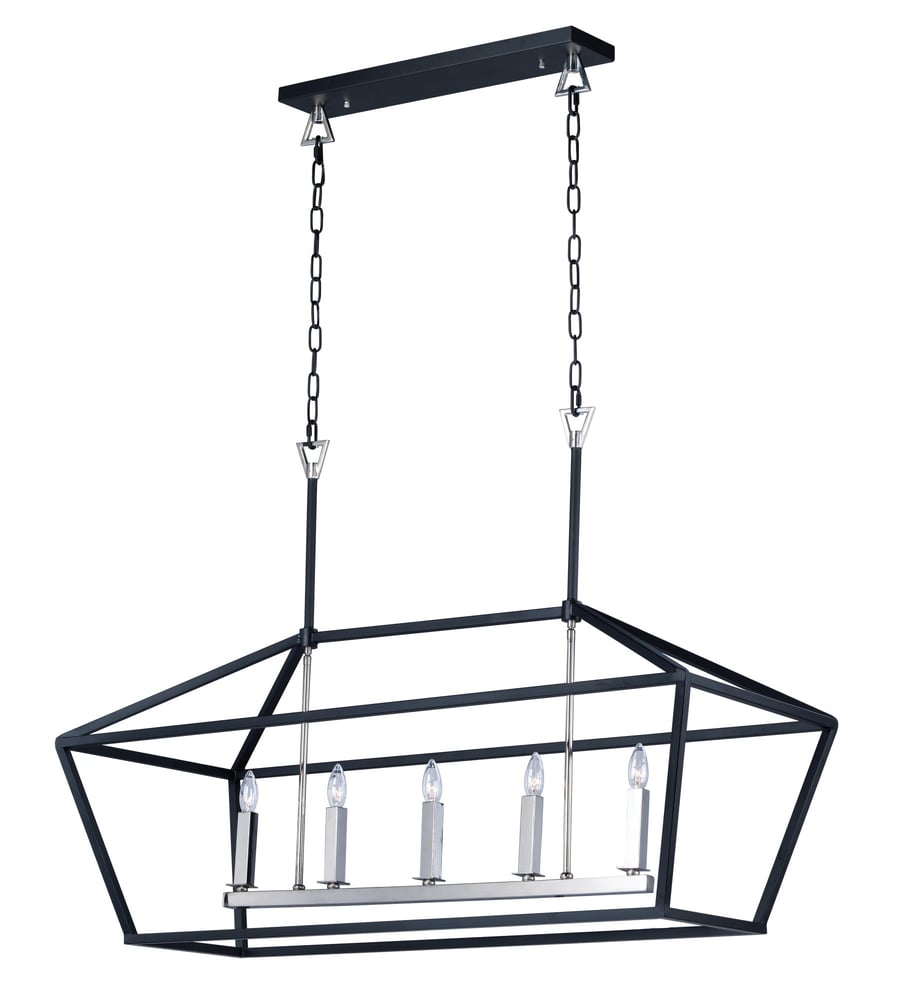 Maxim Lighting Abode Island Pendant in Black with Polished Nickel, featuring a sleek steel design for modern interiors.