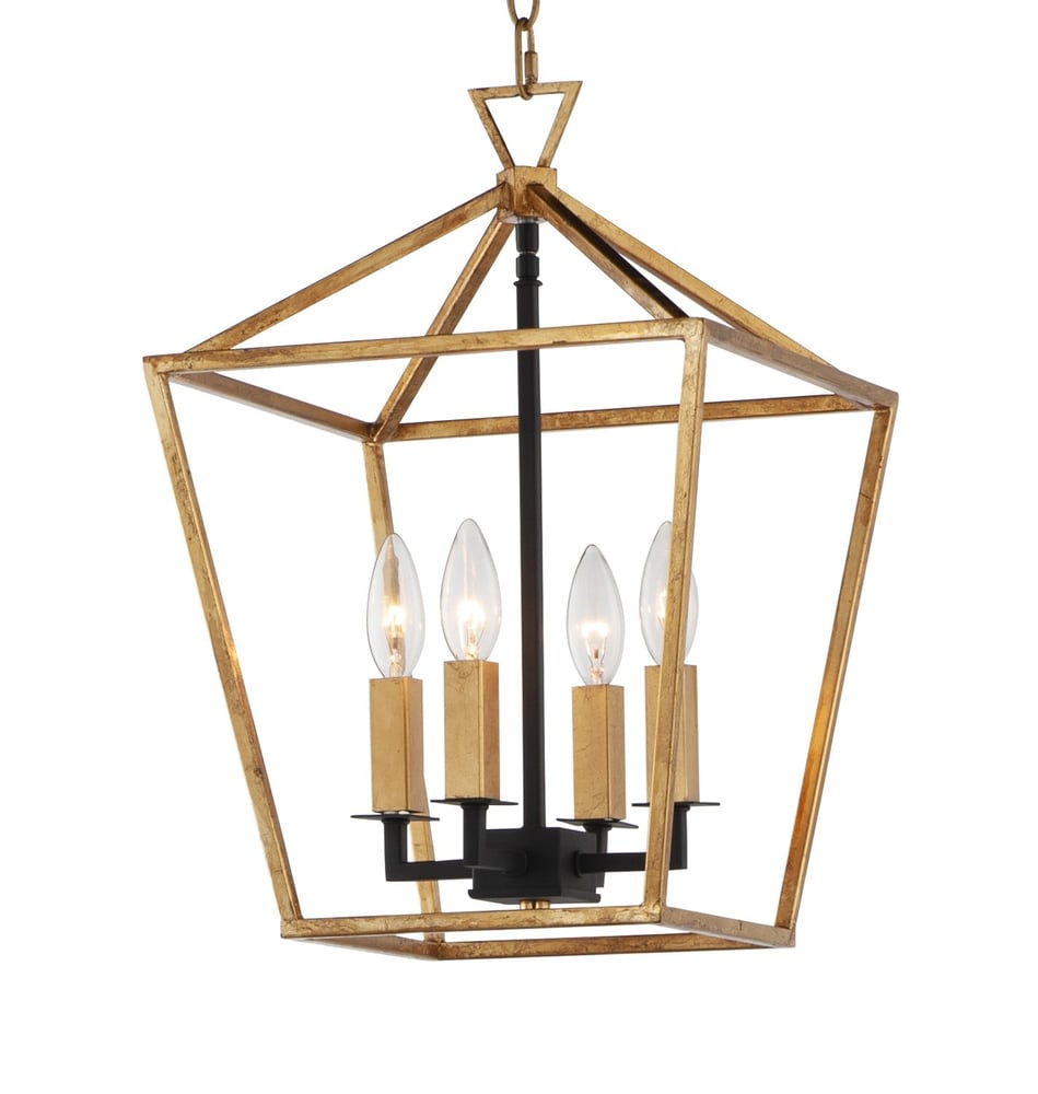 Maxim Lighting Abode 4-Light Small Chandelier in Gold Leaf with Textured Black Steel for elegant home decor.